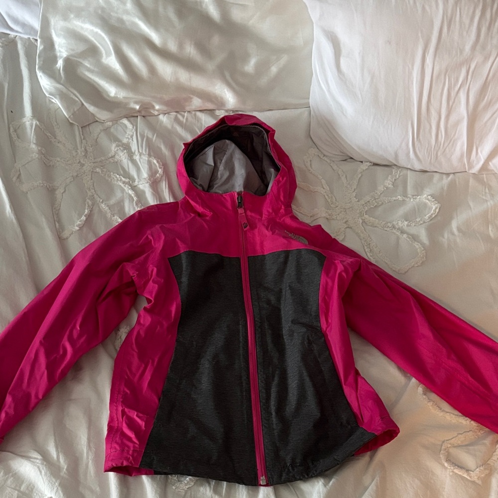 The North Face Kids Pink and Black Raincoat
